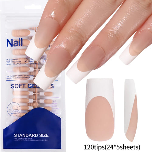 240/120Pcs Colorful French Short Square False Nails Full Cover Fake