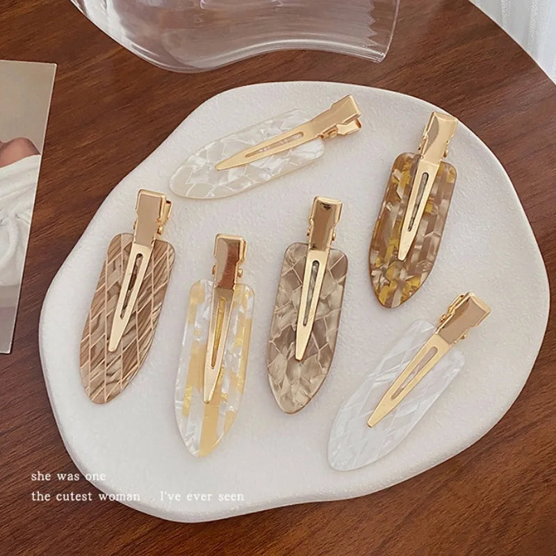 4pcs Simple Mixed Color Hair Clips Side No Trace Bangs Duckbill Clips