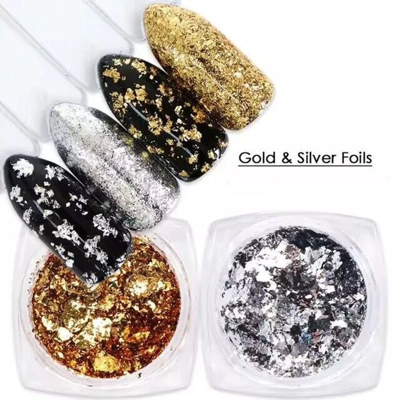 Golden Foil Flakes - Nail Foils Gold Foil For Nail Art, DIY Arts &