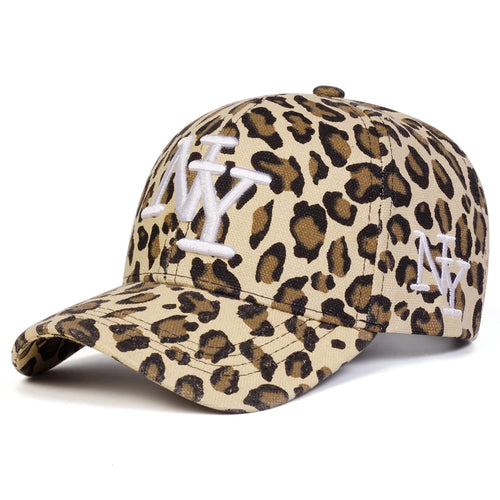 Unisex NY Letter Embroidery Leopard Print Baseball Caps Spring Autumn