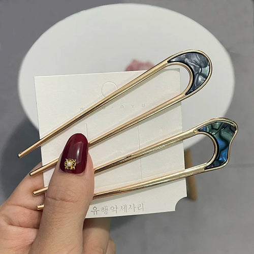 U-Shaped Hair Fork Fashion Tortoiseshell Acetate Hairpin Women