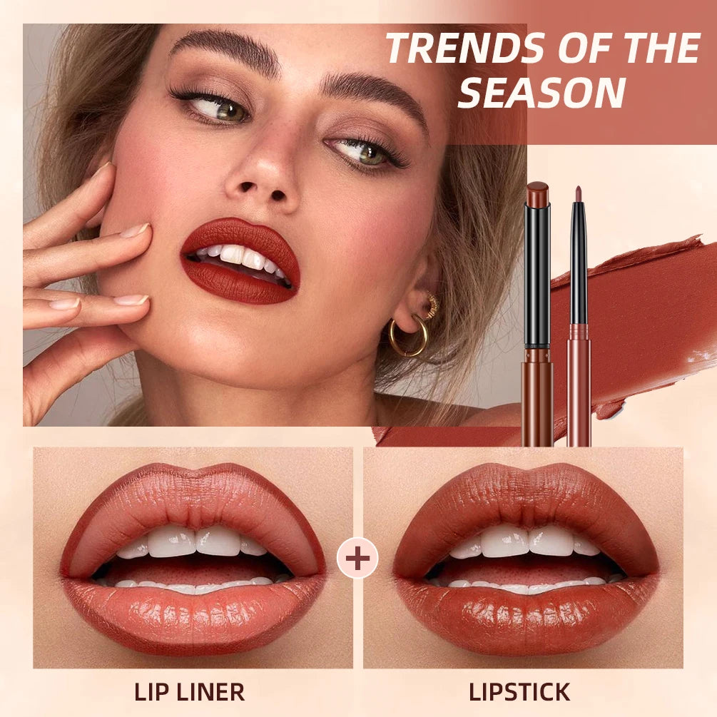 QIBEST Matte Nude Lipstick Pen Long Lasting Lipliner Lip Pencil