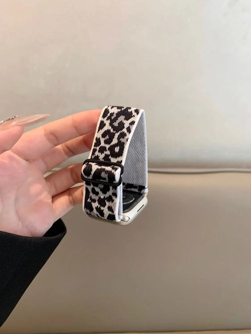 1 Pack Leopard Print Elastic Loop Band Compatible With Apple Watch