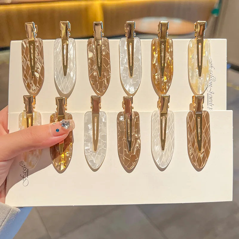 4pcs Simple Mixed Color Hair Clips Side No Trace Bangs Duckbill Clips
