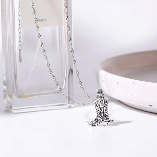 316 Stainless Steel Waterproof Denim Boots Pendant Necklace Cool