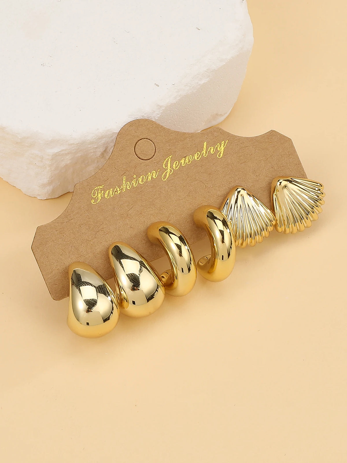 3PAIRS-6PAIRS/Set Fashionable &Golden Starfish, Seashell, Smooth Water