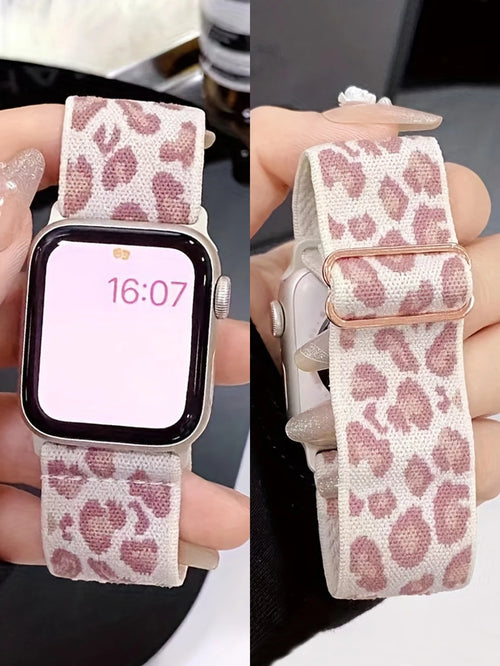 1 Pack Leopard Print Elastic Loop Band Compatible With Apple Watch