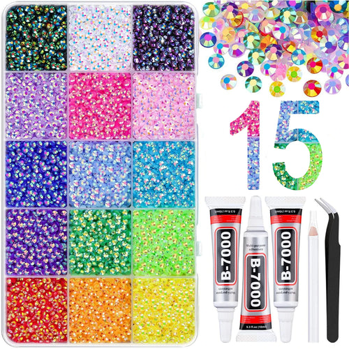 Multicolor Jelly Rhinestones for Bedazzling Bedazzler Kit with Tweezer