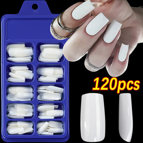 120Pcs 9-Colors French Fake Toenails Summer Short Sqaure Press On Toe