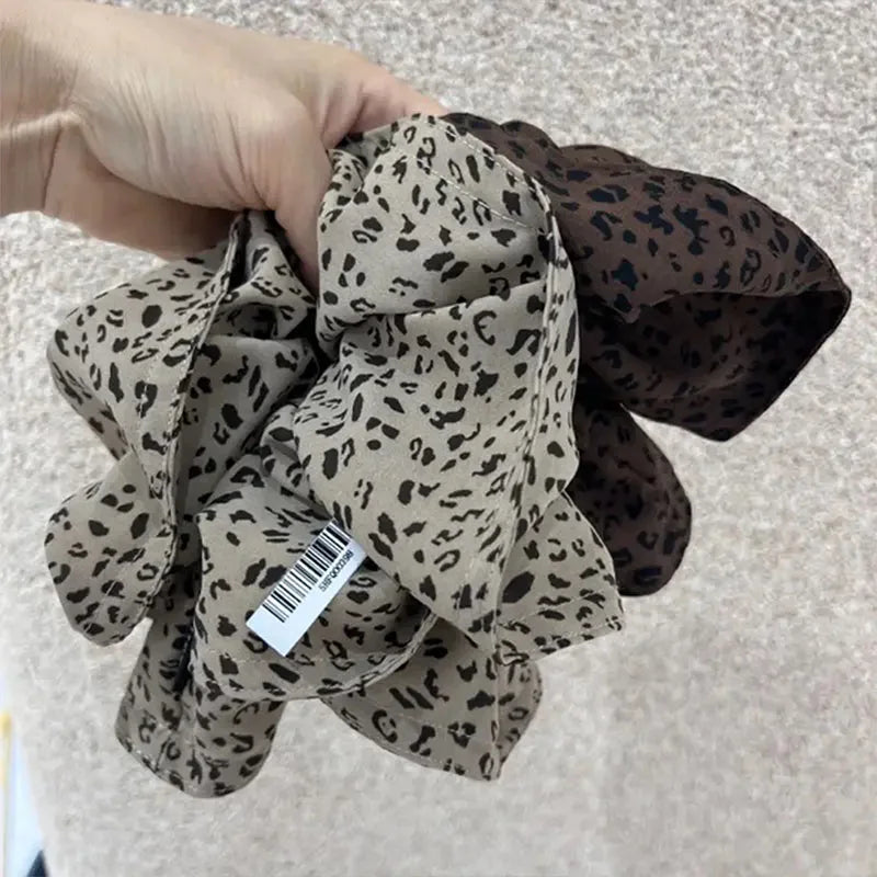 Vintage Leopard Print Large Scrunchie For Women Girls Sweet Hair