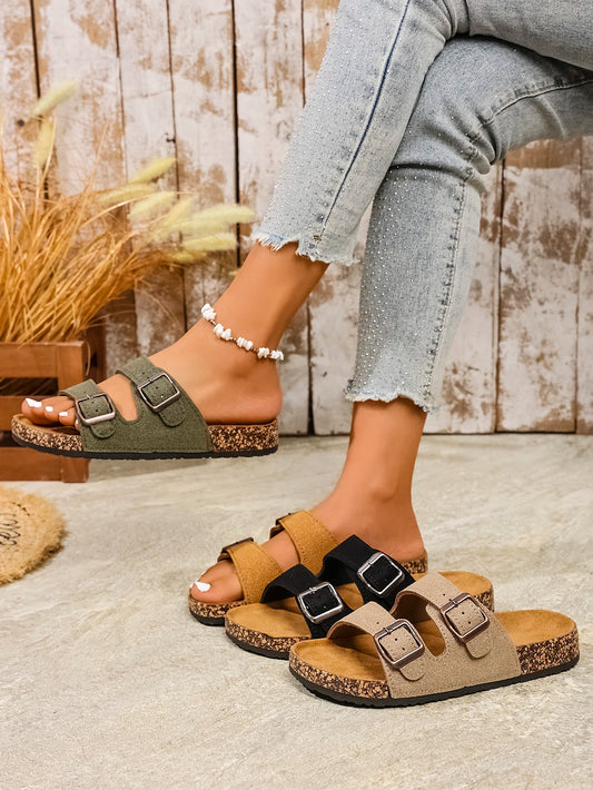 Women's Summer and Spring/Autumn Casual Simple Buckle Cork-Patterned