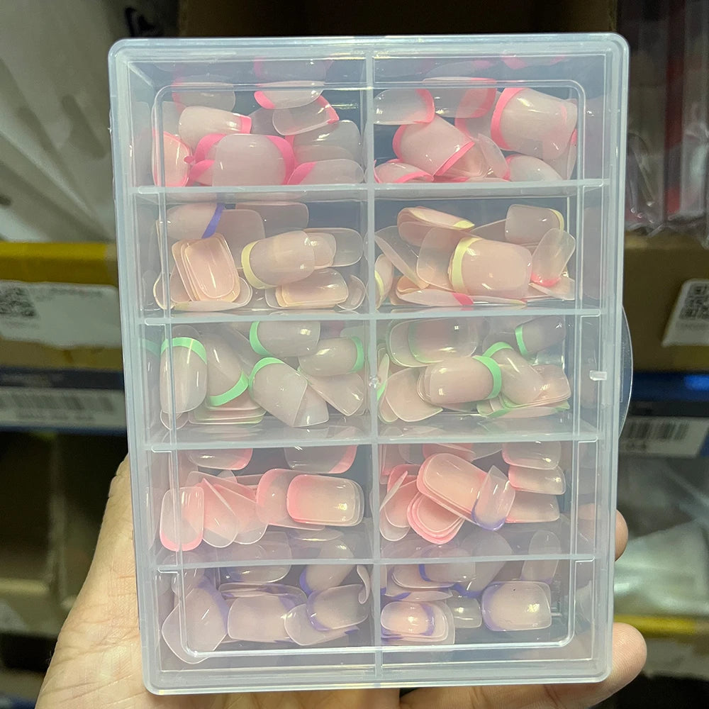 240/120Pcs Colorful French Short Square False Nails Full Cover Fake