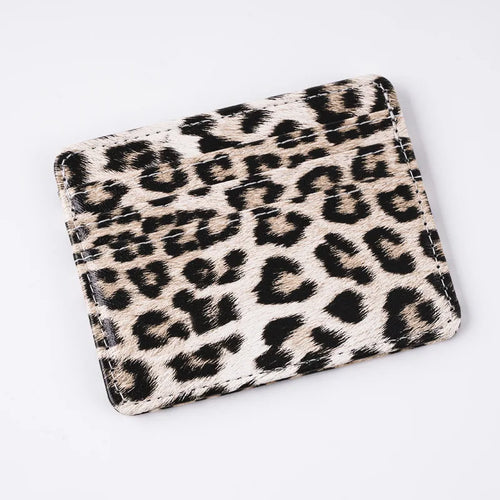 Unisex Fashion Leopard Print Card Wallet Bags PU Leather Business Id