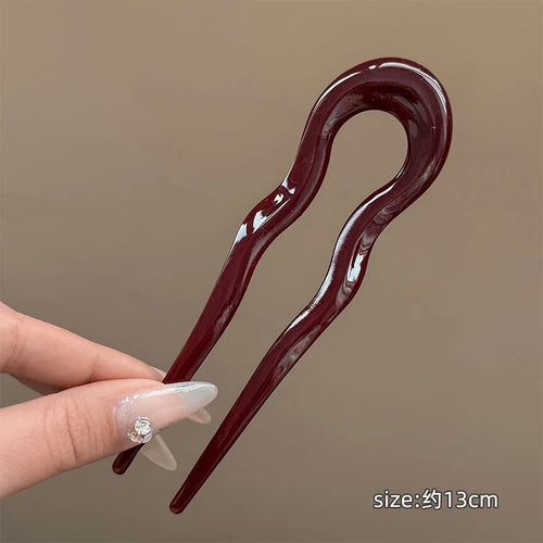 New U-Shaped Hair Fork Women Fashion Tortoiseshell Acetate Hairpin