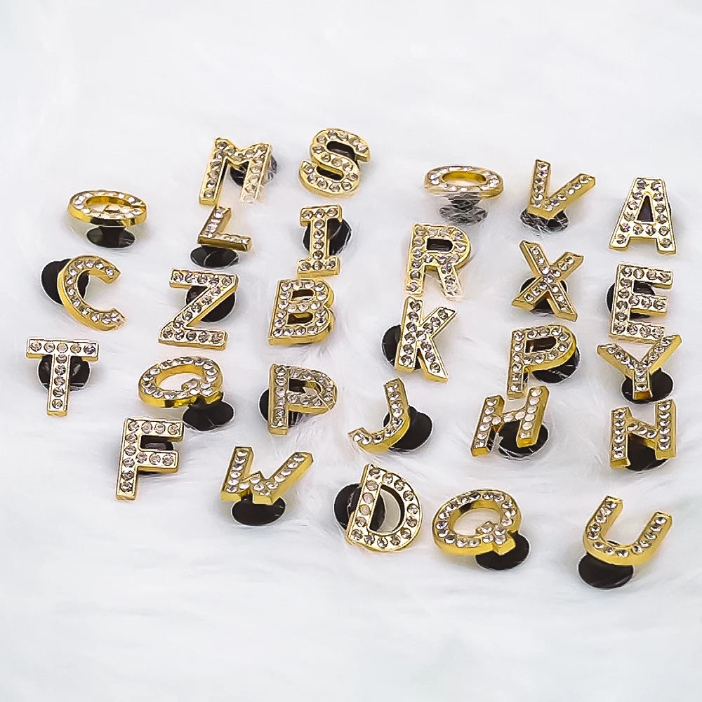 1pcs Metal Gold Luxury Letters Shoe Charms for Clog Alphabet Shoes