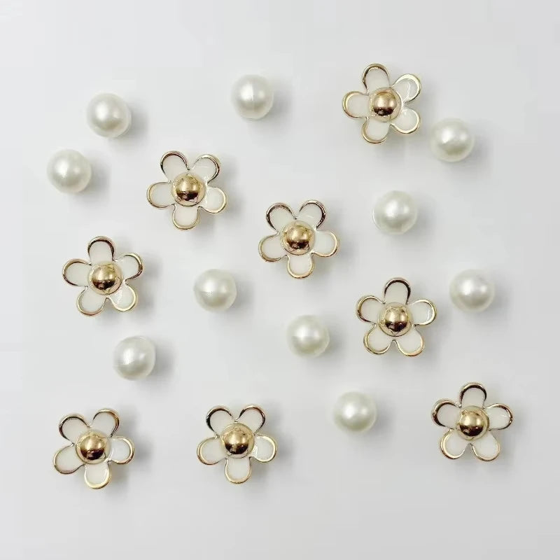 3D Cute Daisies Pearl Set Shoe Charms Accessories for Slide Sandals