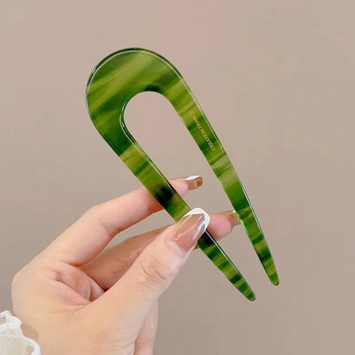 U-Shaped Hair Fork Fashion Tortoiseshell Acetate Hairpin Women