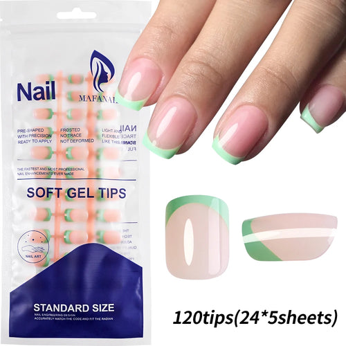 240/120Pcs Colorful French Short Square False Nails Full Cover Fake