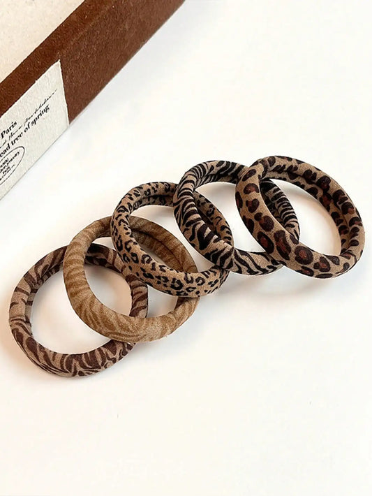 5pc/10pc Leopard Print Versatile Thick High Elasticity Durable Hair