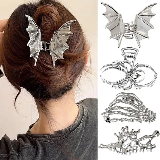 Halloween Black Spider Hair Claw Clips Gothic Metal Hair Clips Strong