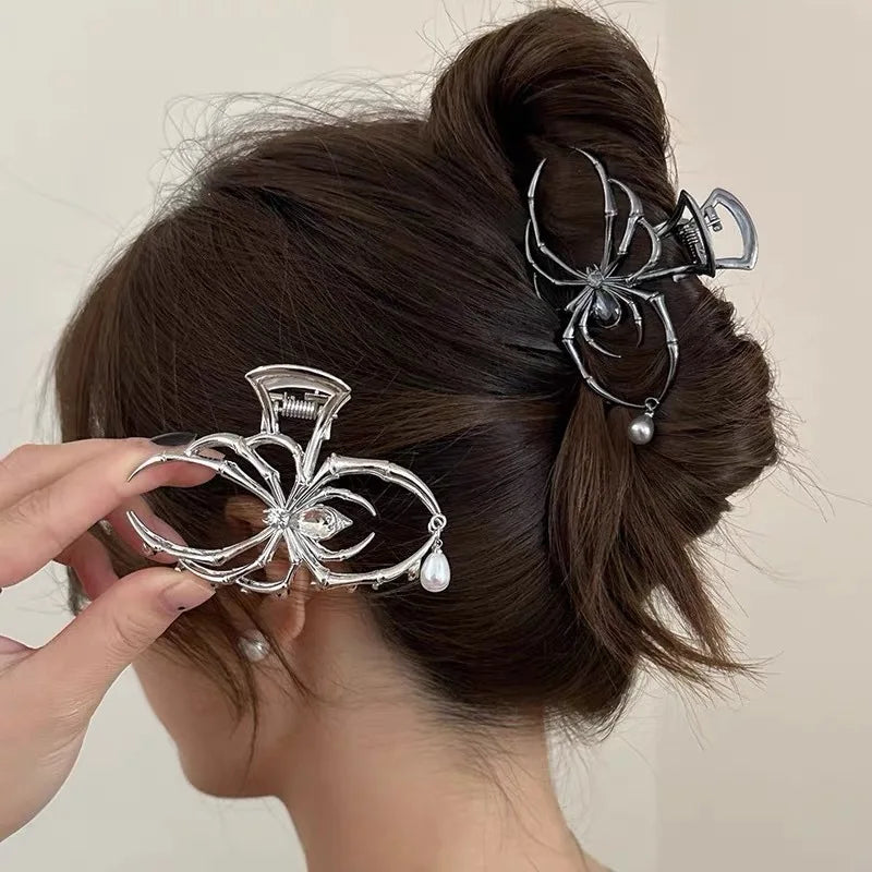 Halloween Black Spider Hair Claw Clips Gothic Metal Hair Clips Strong