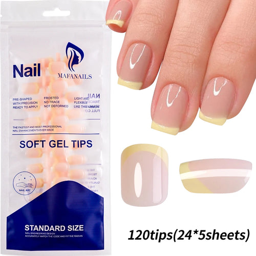 240/120Pcs Colorful French Short Square False Nails Full Cover Fake