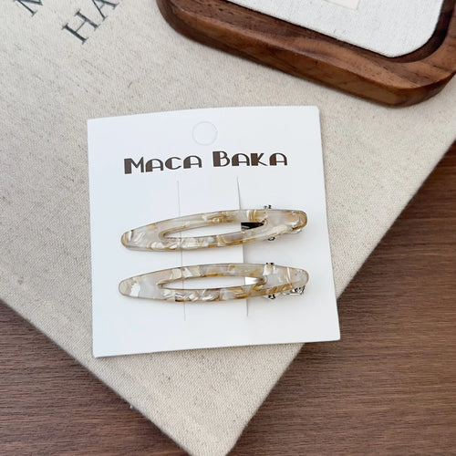 2pcs/set Acetate Hair Clips Hollowed Oval Geometric Barrettes Side
