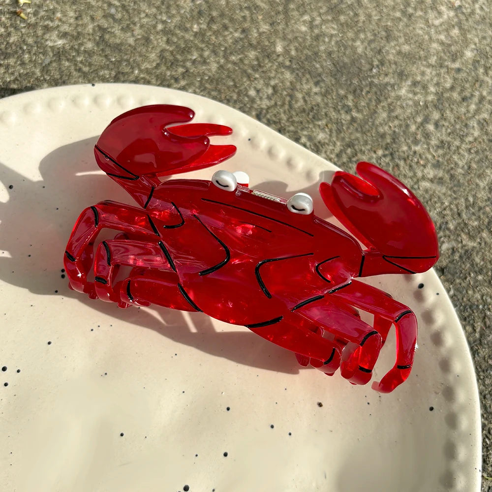 New Red Oversize Acrylic Crab Shape Shark Hair Claw Clip For Women