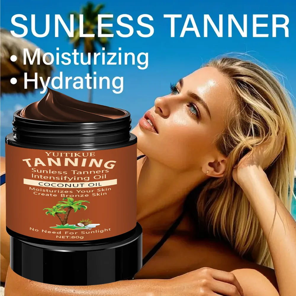 No sun exposure tanning body glowing tanning cream, coconut oil
