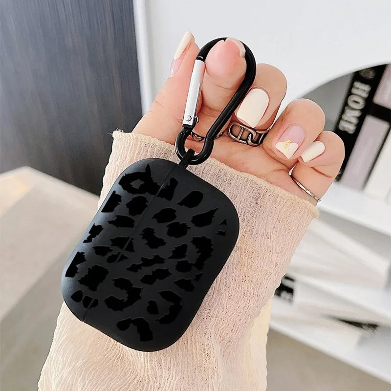 Black Leopard Print Earphone Case for Airpods Pro 3/Pro 2/Pro Silicone