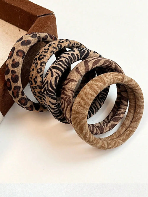 5pc/10pc Leopard Print Versatile Thick High Elasticity Durable Hair