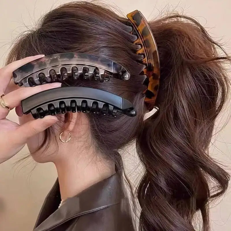 1/3 Pcs Tortoiseshell Banana Hair Clip Fish Shaped Hairpin Women