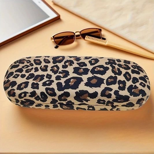 1 One Pack Luxury leopard print metal eyeglass case｜Durable stainless