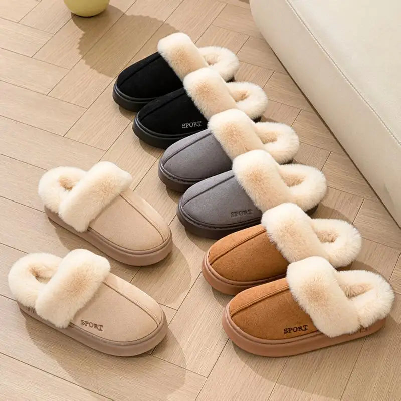 Casual Fluffy Slippers Women House Winter Plush Designer Shoes Ladies