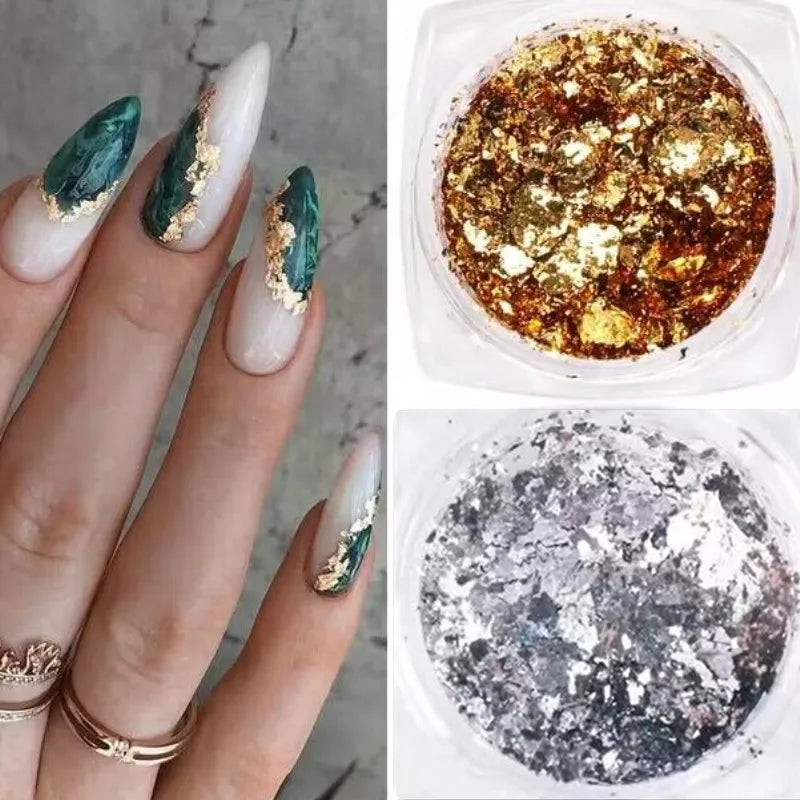 Golden Foil Flakes - Nail Foils Gold Foil For Nail Art, DIY Arts &