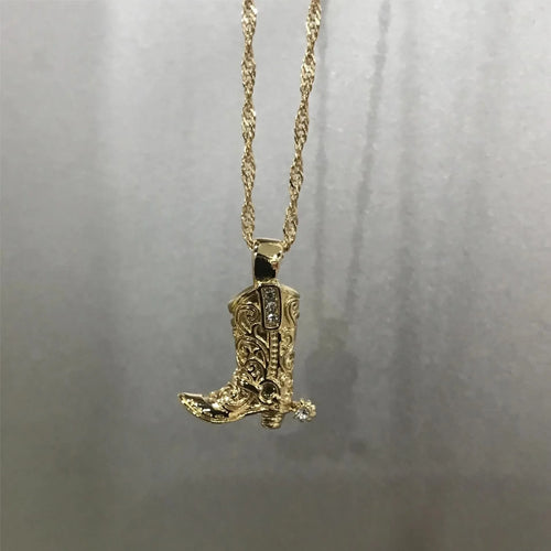 316 Stainless Steel Waterproof Denim Boots Pendant Necklace Cool