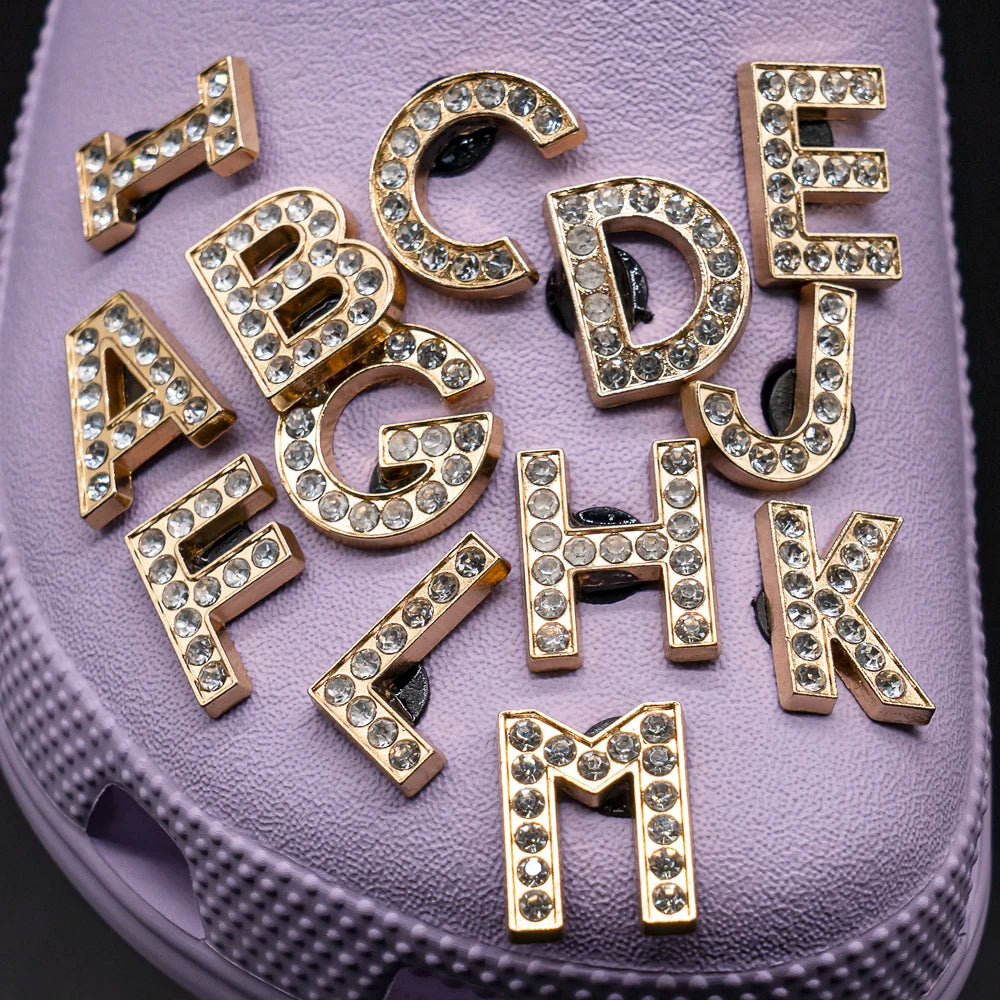 1pcs Metal Gold Luxury Letters Shoe Charms for Clog Alphabet Shoes