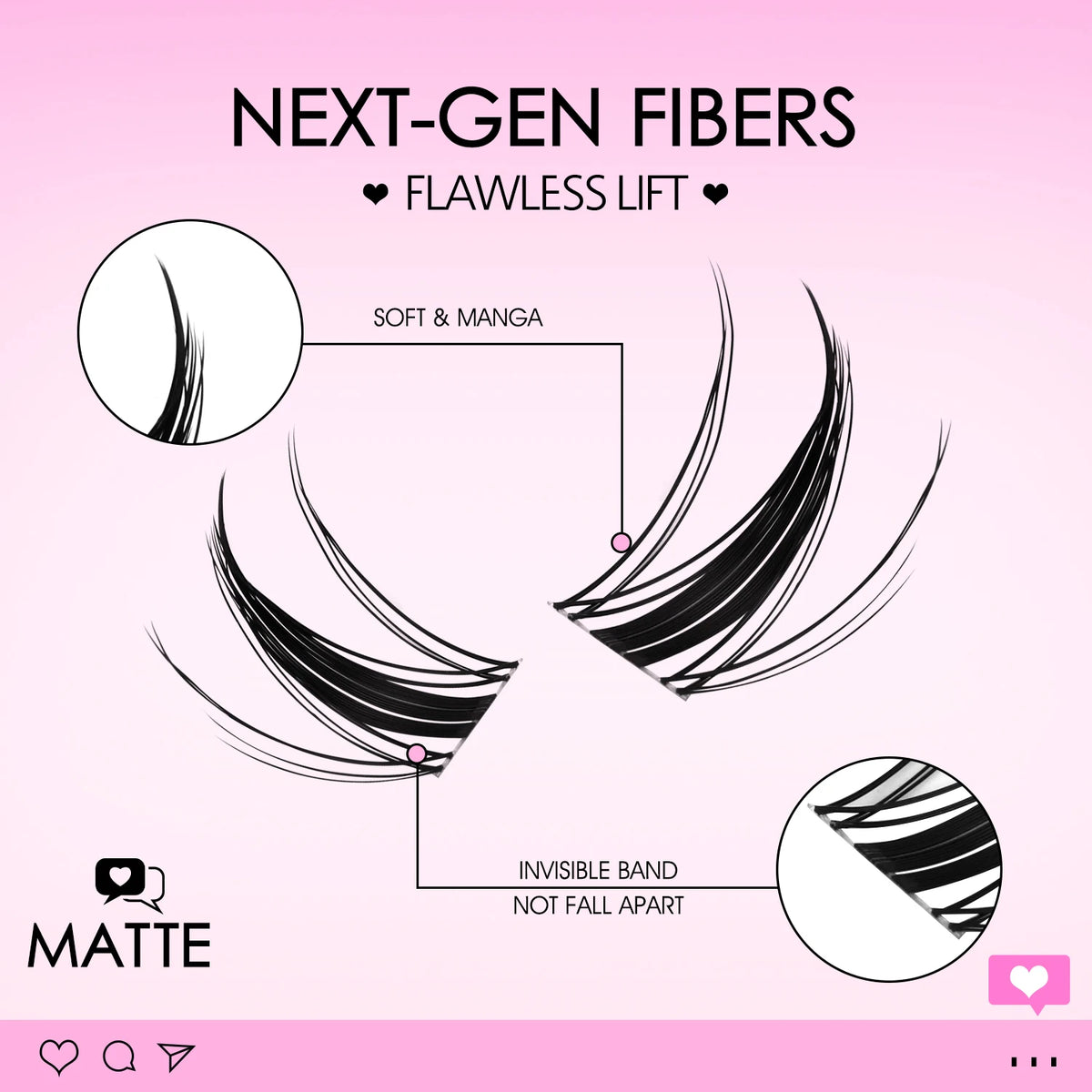 QIUNING Manga Lash Clusters Kit Cat Lashes with Lash Bond & Seal
