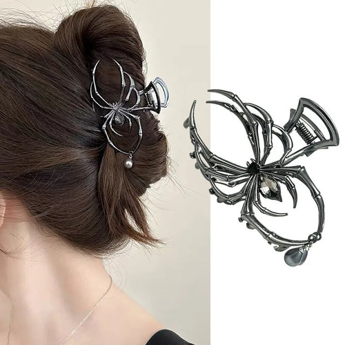 Halloween Black Spider Hair Claw Clips Gothic Metal Hair Clips Strong