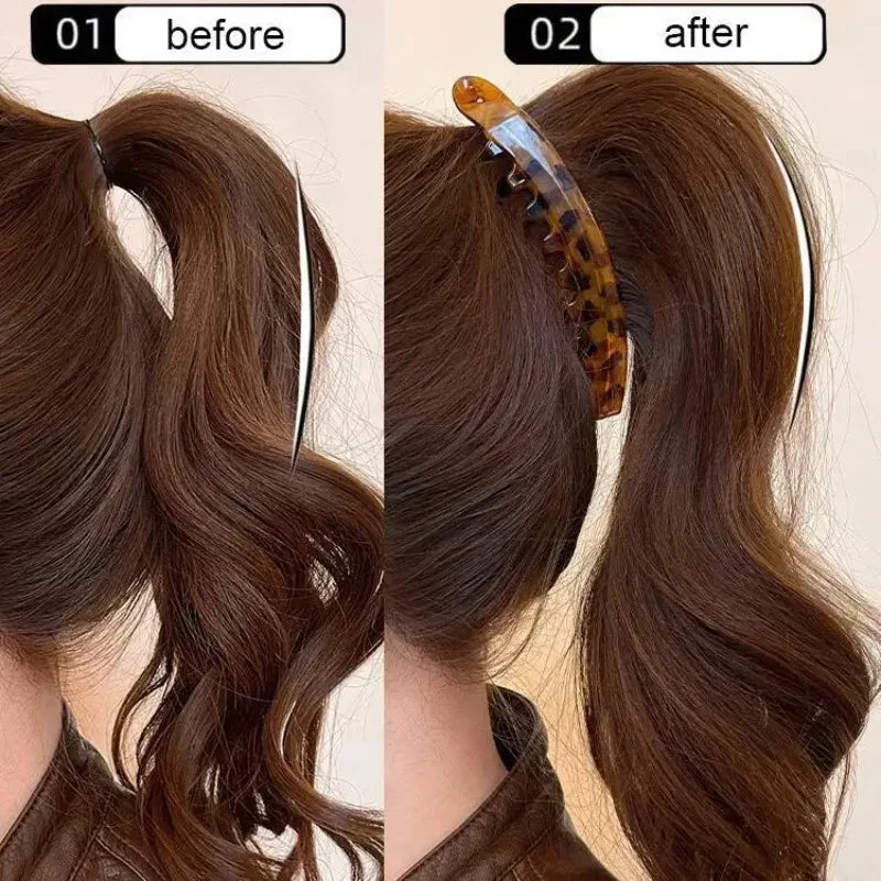 1/3 Pcs Tortoiseshell Banana Hair Clip Fish Shaped Hairpin Women