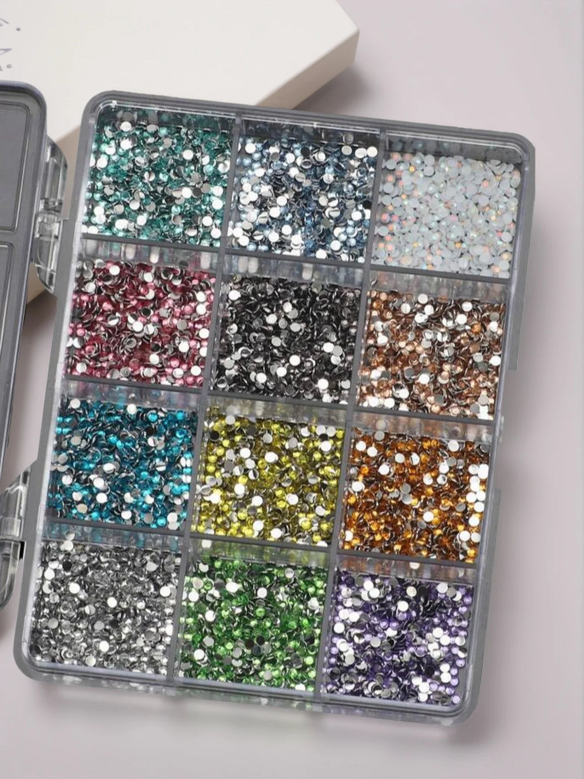12Grids 6000pcs 3D Resin Nail Art Rhinestones with Tools 2mm Brilliant