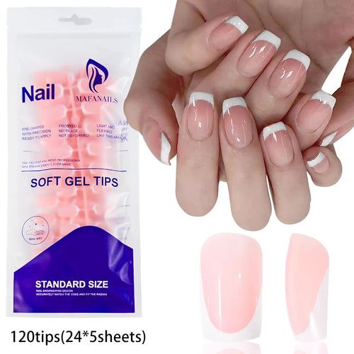 240/120Pcs Colorful French Short Square False Nails Full Cover Fake