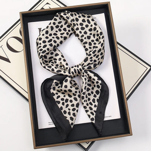 Fashion Leopard Print Silk Hairbands Scarf Women 2024 New Elagant