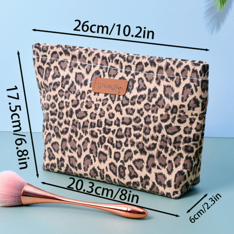 Leopard Print Large Makeup Bag - Stylish cute Toiletry Organizer