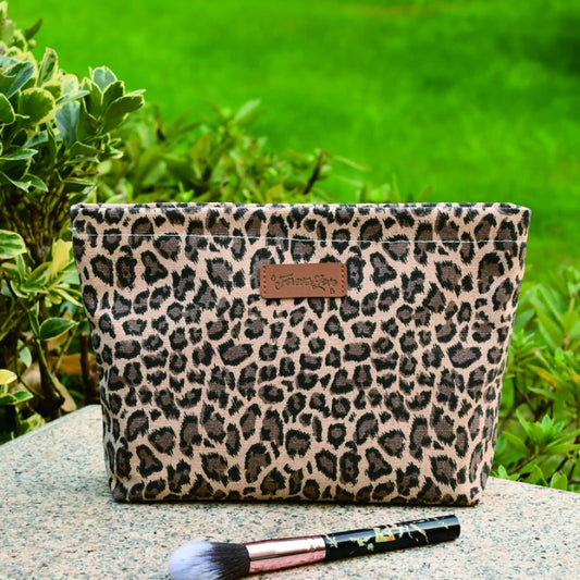 Leopard Print Large Makeup Bag - Stylish cute Toiletry Organizer