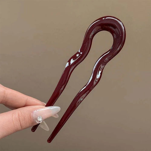 U-Shaped Hair Fork Fashion Tortoiseshell Acetate Hairpin Geometric