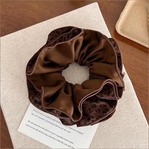 Vintage Leopard Print Large Scrunchie For Women Girls Sweet Hair
