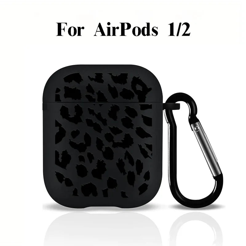 Black Leopard Print Earphone Case for Airpods Pro 3/Pro 2/Pro Silicone