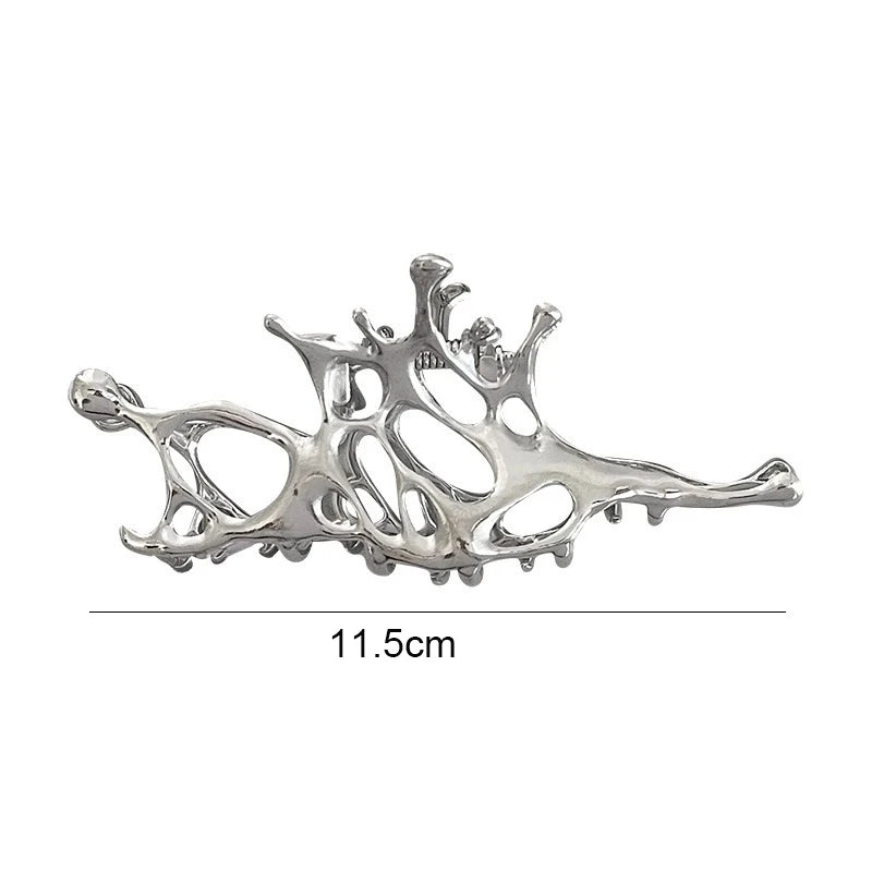 Punk Metal Hair Claw Clip for Thick Liquid Irregular Pattern Barrettes