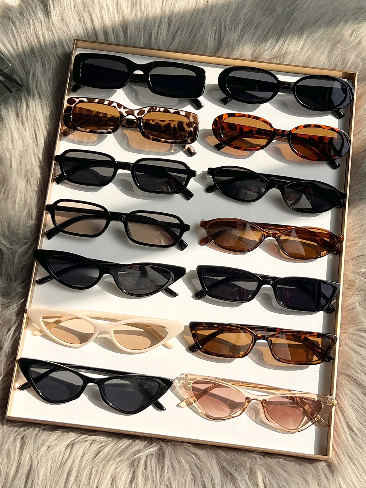 [Quality Pc]8Pcs/14Pcs women's mixed fashion glasses set/chic black,